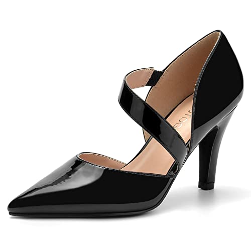 GOTOGO Women's Closed Toe Heel Pumps - 11 - Black Patent