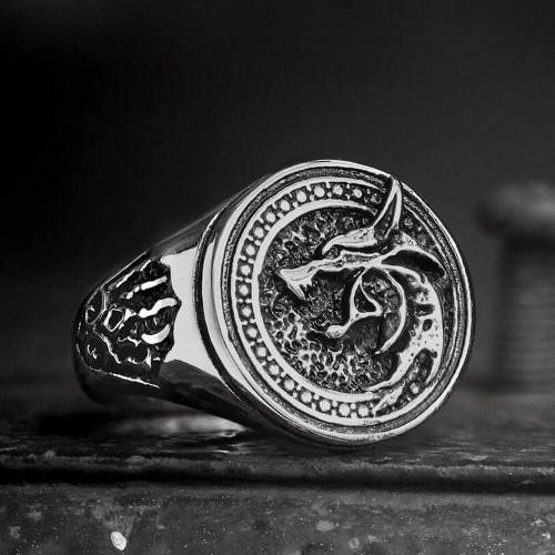 Witcher Wolf Stainless Steel Viking Ring - Stainless Steel / A / 9