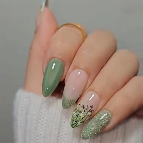 Green press on nails <3
