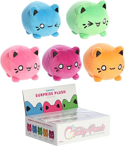 Aurora® Enchanting Tasty Peach® Meowchi Surprise Plush Stuffed Animal - Bright & Colorful Design - Showpiece Plush - Multicolor 3.5 Inches - Blind Box