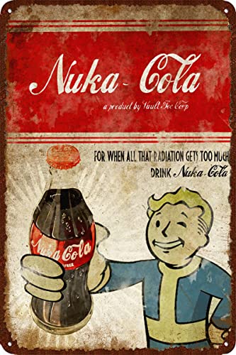 Nuka Cola Tin Sign Wall Art For Man Cave,Art Poster For Bar Pub Garage Kitchen Garden Bathroom Office Home,8x12 inch - color_1