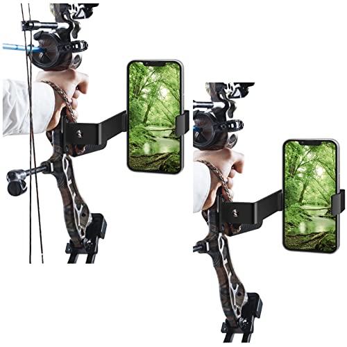 Amylove 2 Sets Smartphone Camera Bow Phone Mount Bow Accessories Bow Mount Phone Holder Cell Phone Holder Mount Smartphone Clamp Bracket for Photos Video Recorder, 2 Installation Methods