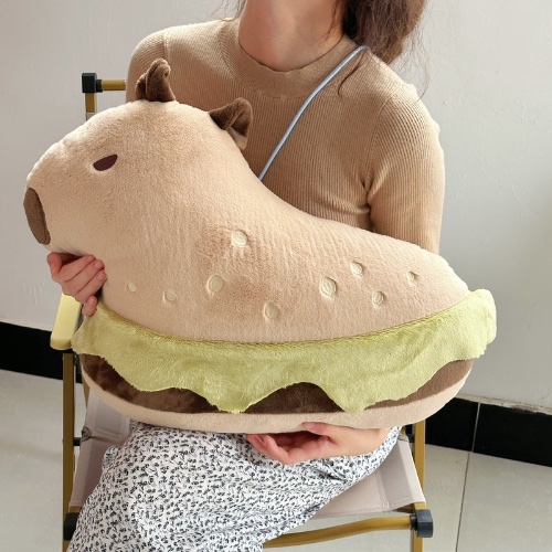 21-Inch Capybara Plushie with Burger Design