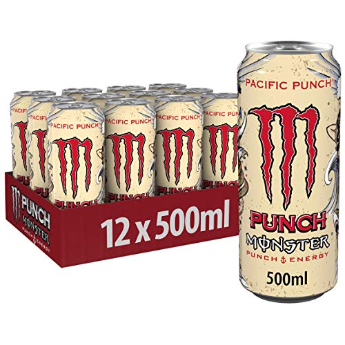 Monster Energy Pacific Punch - koffeinhaltiger Energy Drink mit erfrischendem Punch-Geschmack aus Himbeere, Guave und Kirsche - in praktischen Einweg Dosen (12 x 500 ml)