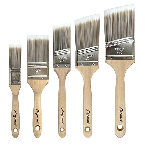 Magimate Paintbrush Set for Walls, Furniture Stain, Soft Sharped Filament Wood Handle Home Painting Brushes Pack of 5