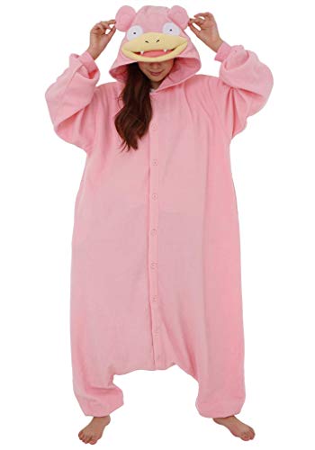 SAZAC Kigurumi - Pokemon - Slowpoke - Onesie Jumpsuit Halloween Costume - Adult One Size Fits All - Pink