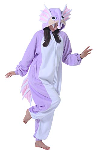 DELEY Animal Onesie Pajamas Adult Halloween Costume Cosplay One-Piece Homewear for Women and Men - L: Height:171-180cm/67.3"-70.8" - Lantern Fish-purple