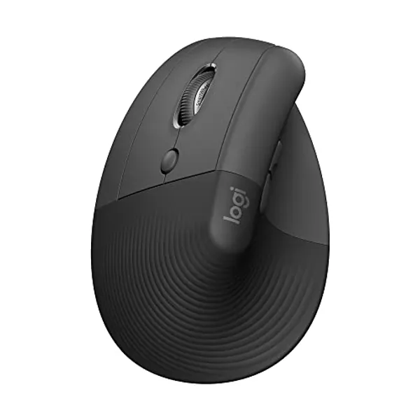 Logitech Lift Vertical Ergonomic Mouse, Left-handed, Wireless, Bluetooth or Logi Bolt USB, Quiet clicks, 4 buttons, compatible with Windows/macOS/iPadOS, Laptop, PC - Graphite