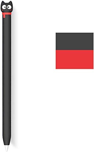 Case for Apple Pencil 2nd Generation Case Soft Silicone Sleeve Cute Cat Design Holder Protective Cover Accessories Compatible with iPad Pencil 2nd Gen Plus Nib Cover (Black) - Black