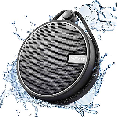INSMY C12 IPX7 Waterproof Shower Bluetooth Speaker, Portable Small Speaker, Speakers Bluetooth Wireless Loud Clear Sound Support TF Card Suction Cup for Kayak Canoe Beach Gift (Black) - Black