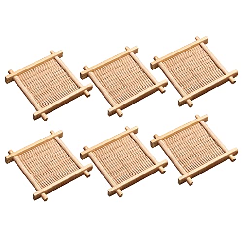 6 Pack Tea Natural Bamboo Coaster