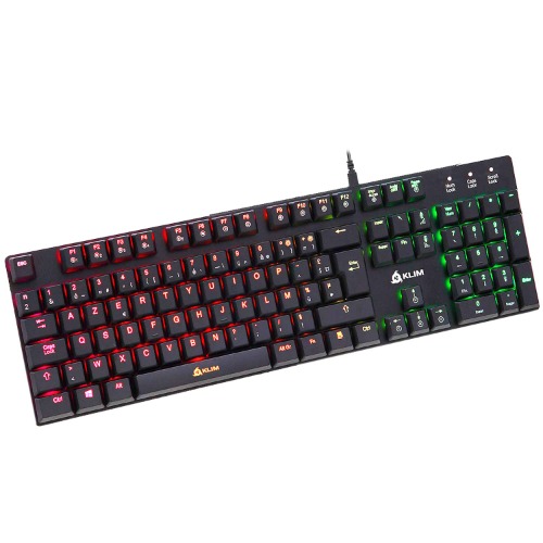 ⭐️KLIM™ Dash – NOUVEAU – Clavier Mécanique AZERTY avec Switchs Red Low Profile pour les Professionnels et Gamers – Garantie 10 Ans – Rétroéclairage RGB – Structure Métallique – Personnalisation Totale