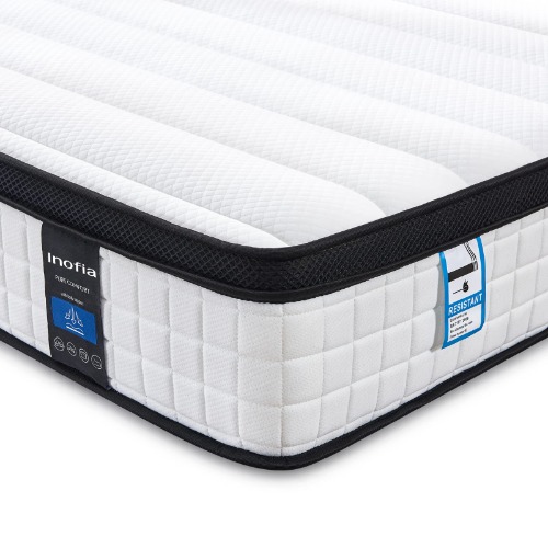 Inofia Double Memory Foam Sprung Mattress 10.6 Inch,4FT6 Spring Mattress with Innovative Memory Foam and Soft Knitted Fabric,The Elegant Collection(135x190x27cm)