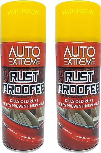 HitlineUK 2 x 400ML Rust Remover Spray Kills Old Rust Anti Rust Shield Aerosol Can Prevent,Protect Rust Paint Rust Remover, For Spraying Cast Iron Metal Gate, Doors Cars Caravans Boats