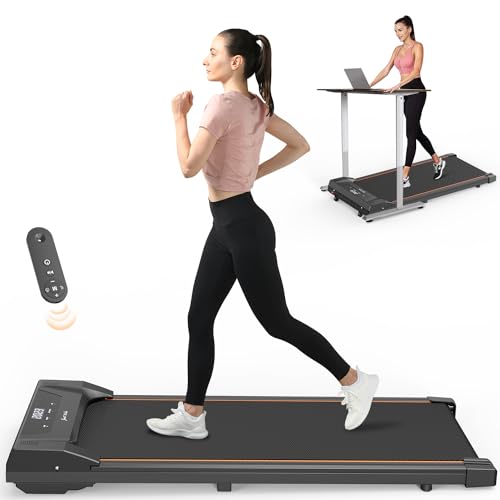 Under Desk Treadmill Electric Portable Walkstation Installation Free for Home Office Use, Slim Flat and LED Display, Walking Jogging with Remote Control - Black