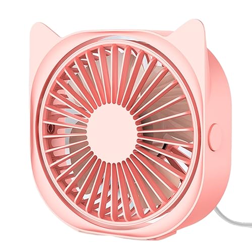 USB Desk Fans Small Quiet - Mini Cute Desktop Fan USB Powered 3 Wind Speeds Personal Table Fans for Home Bedroom Office Work - Pink