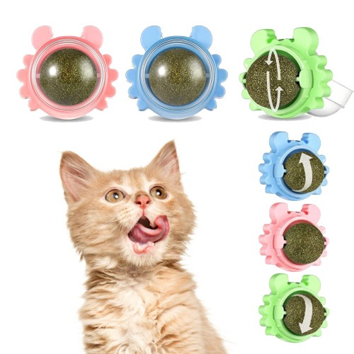 Havenfly 3 Catnip Balls, 360 ° Rotatable Cat Wall Snacks, Interactive Cat Toys, Effective for Cleaning Teeth and Enhancing Cat Excitement