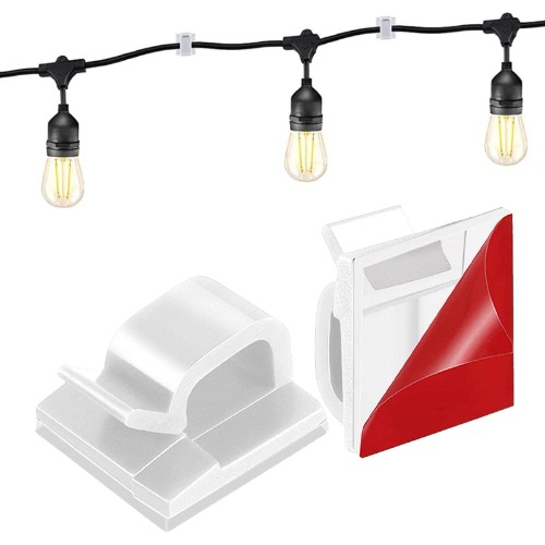 Cable Management Clip - Adhesive Cable Management Clamp for Home, Office, Dorm - Sticky Wire Clips Holder for Walls Hepvet - Transparent acrylic adhesive] white