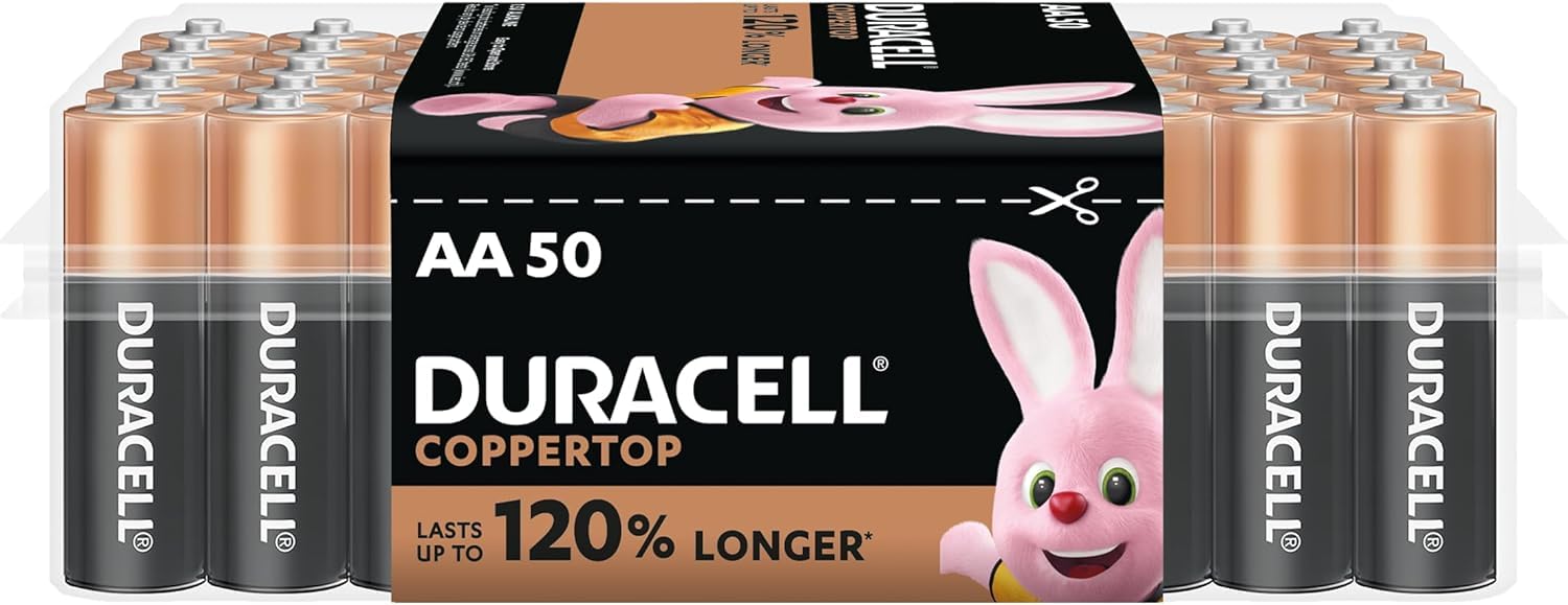 Duracell Coppertop Alkaline AA Batteries (Pack of 50) - 50