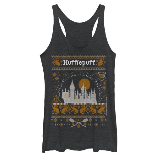 Warner Bros. Womens Harry Potter and The Deathly Hallows Hufflepuff House Sweater Women's Fast Fashion Racerback Tank Top