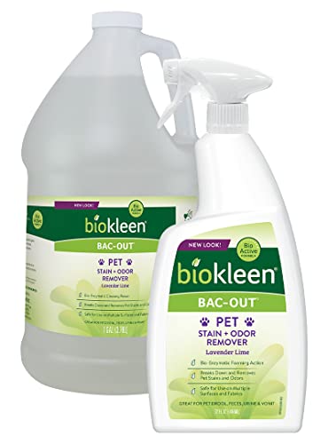 Biokleen Bac-Out Pet Stain Remover - Spray & Gallon Refill - Enzymatic, Natural, Destroys Stains & Odors Safely, for Pet Stains on Carpets - Eco-Friendly, Plant-Based - 2 Pack Trigger + Gallon - 1.25 Gallon (Pack of 1)
