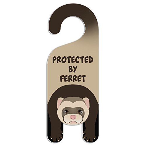Ferret Plastic Door Knob Hanger Sign - Protected by Ferret