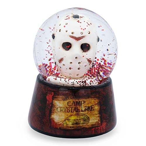 Friday the 13th Jason's Mask 3-Inch Mini Snow Globe with Swirling Glitter Display Piece | Horror Movie Collectible Keepsake