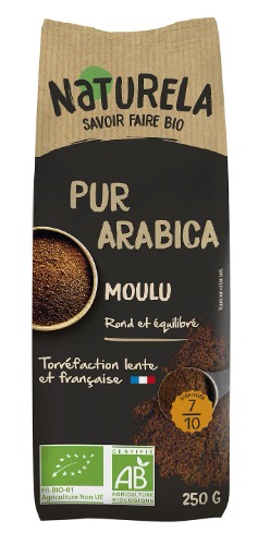 NATURELA - Café Bio Moulu - Café Arabica Bio - Torréfaction Lente - Fabriqué en France - 250 g