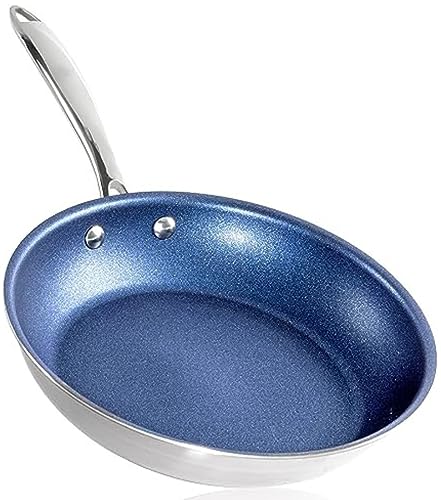 Granitestone 10 Inch Non Stick Frying Pans Nonstick Skillet Pan with Diamond Coating, Nonstick Frying Pan, Stainless Steel Pan for Cooking, Induction Pan, Stay Cool Handle, Oven/Dishwasher Safe, Blue - 10" Fry Pan