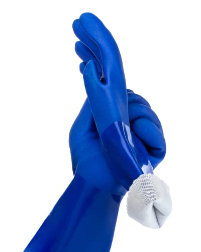 Kitchen-Star Ultimate Rubber Household PVC Gloves with Comfortable Cotton Lined, Anti-Slip surface, Kitchen Dishwashing, Extra Thickness, Kitchen Cleaning, Working, Painting, Pet Care (Small, Blue) - Small (Pack of 1) - Blue