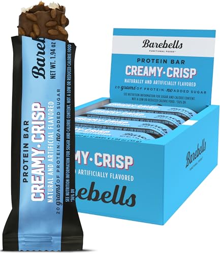 Barebells Protein Snacks Bars Creamy Crisp - 12 Count, 1.9oz Bars 55g of High Protein - Chocolate Protein Bar with 1g of Total Sugars - Perfect on The Go Protein Snack & Breakfast Bars - Creamy Crisp - 12 Count (Pack of 1)