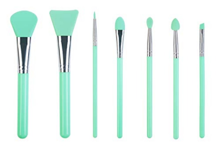 LORMAY 7 Pcs Silicone Brush applicator kit for UV Resin Epoxy Art Crafting and Cream Makeup Products (Mint Green) - Mint Green