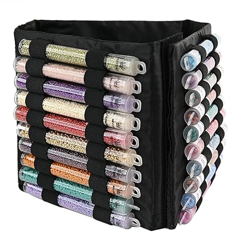 The Beadsmith Bead Tube Tower – Mini Storage Unit – 6.5 inches, Folds Easily for Storage or Travel – Holds Large and Small Bead Tubes – Clear Zippered Pouch … - Mini Bead Tower- 6.5 Inches