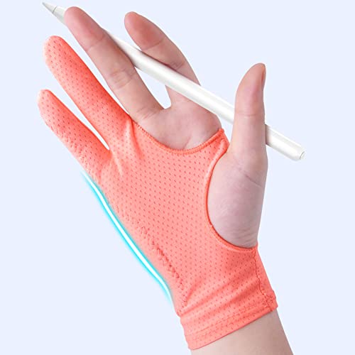 Artist Drawing Glove 3-Layer Palm Rejection [2 Pack] Right Left Hand Digital Art Graphic Tablet Gloves - 2-pack Pink Gloves