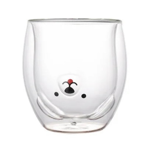 Cute Dog Double Transparent Glass 280ml Cup Coffee Mug - Dog / 280ML