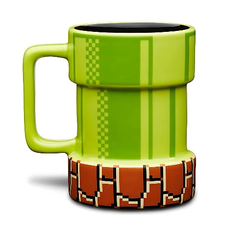 Drtupe Super Mario Warp Pipe Mug Ceramic Coffee Mug Gift for Gamers, Fathers, Coffee Enthusiasts, for Cappuccino, Latte or Hot Tea, 15 Oz, Green - 