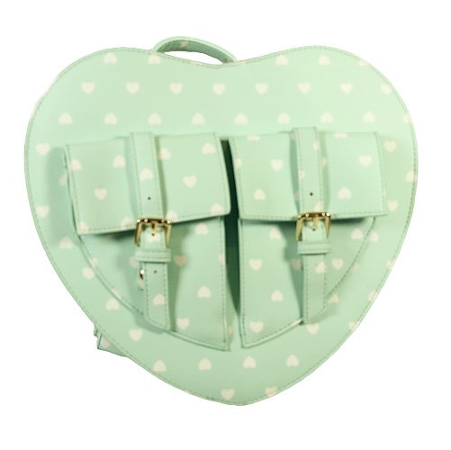 Doki Doki Backpack - Mint with Hearts
