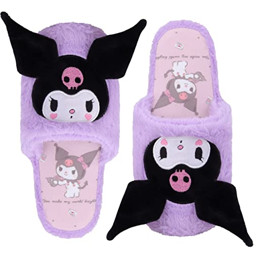 Roffatide Anime Slippers Plush Slippers Furry Indoor Slide Slipper Bedroom Shoes House floor Slipper for Women girls - 5-7 Wide Women/5-7 Wide Men - C