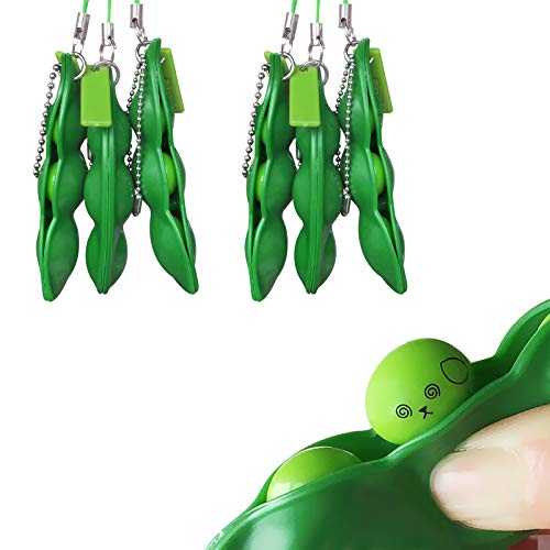 Acerich 3 Pack Edamame Keychain Fidget Toys - Squeeze-a-Bean Puchi Puti Mugen Pea Soybean Toys Gift - 3
