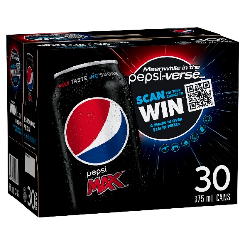 Pepsi Max Cola Soft Drink, 30 x 375ml