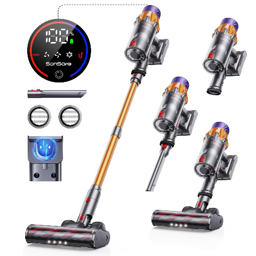 Cordless Vacuum Cleaner, 550W/45Kpa, Max 60 Mins Runtime, Wall-Mounted Charging,Self-Standing, Stick Vacuum Cleaner with Touch Screen, Vacuum Cleaner for Home, 2024 Latest Motor, SunSare X7A
