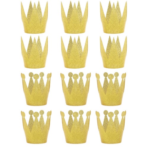Amy Basic (12 Pcs Gold Birthday Crown Hats for Birthday , Party and Wedding Anniversary.