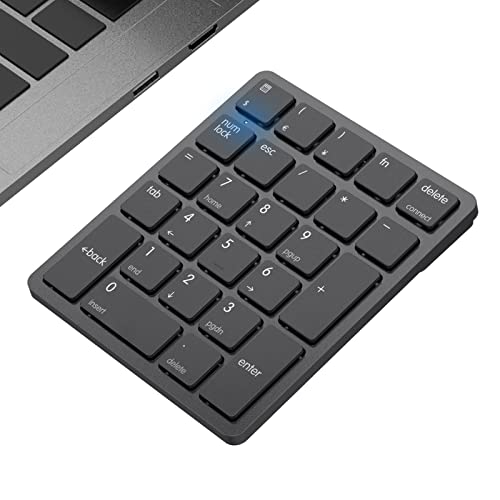 havit Bluetooth Number Pad Wireless Numeric Keypad Numpad 26 Keys Portable Mini Financial Accounting Rechargeable Numeric Pad for Laptop Desktop, PC, Surface Pro,Notebook (Black) - Black