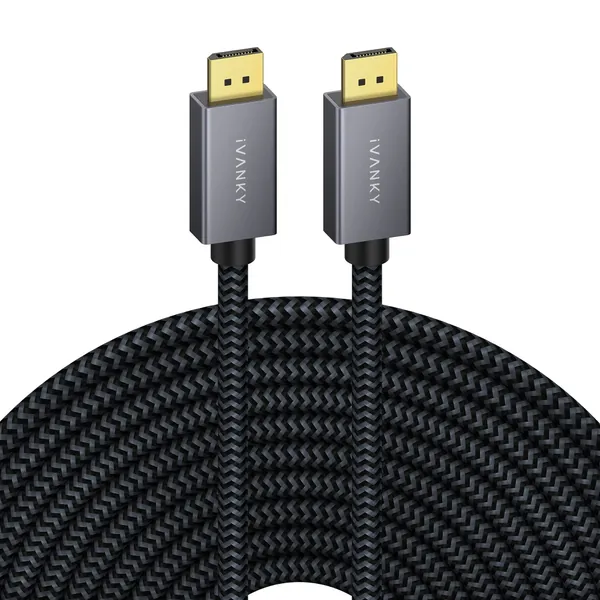 DisplayPort Cable 33ft/10M, iVANKY DP Cable, [4K@60Hz, 2K@144Hz, 2K@165Hz], Nylon Braided High Speed DisplayPort 1.2 Cable, Compatible for Gaming Monitor, TV, PC, Laptop and More - 33 Feet Grey 1