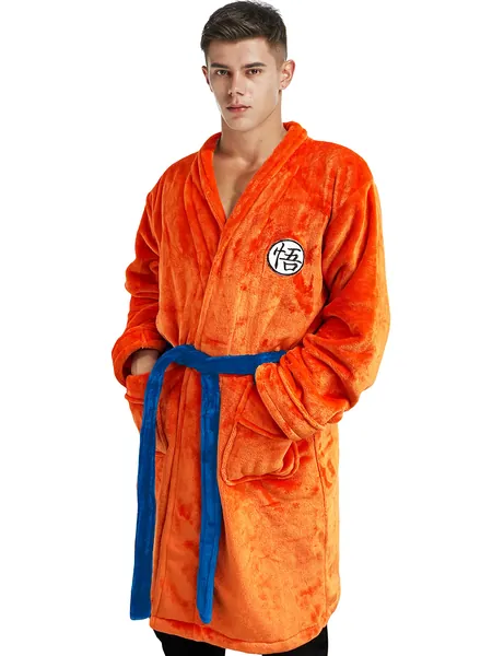 Lopbraa Anime Robe Bathrobe Dragon z Anime Pajamas Robes for Mens Bathrobes Costume for Adult Men Bath Robe Soft Plush Long Bathrobes Cosplay