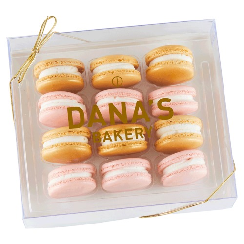Champagne & Strawberries Macaron Box of 12 - Champagne & Strawberries Macaron Box