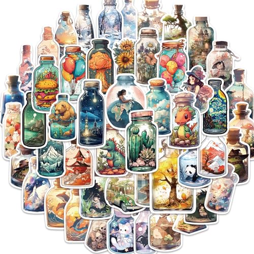 Aigemu 50 PCS World in Bottle Stickers Aesthetic Sticker