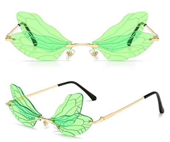 Dragonfly Rimless Sunglasses for Women Vintage Gold Metal Frameless Butterfly Glasses UV400 Protection Eyewear - C5