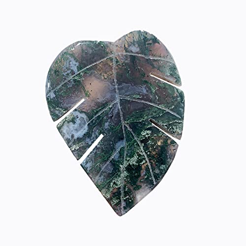 Natural Moss Agate Crystal Leaves Sculpture 