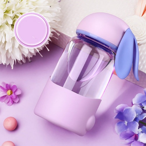Glass Bunny Water Bottle - 340ML / Purple
